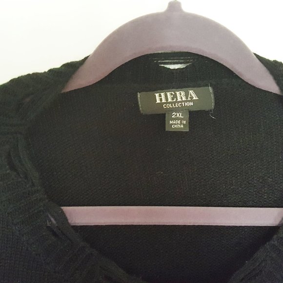 HERA Womens Crop Sweater 2X L/S Black Cut Out - Picture 3 of 5